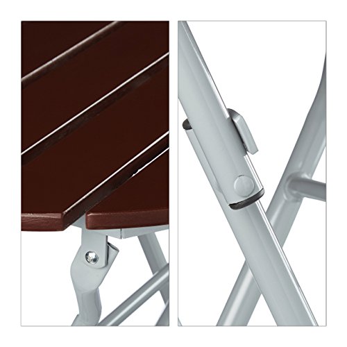 Relaxdays Gartenmöbel Set Holz 3-teilig, Klappbar, Klapptisch rund, inkl 2 Klappstühle, Sitzgruppe, Balkongarnitur, rot-braun